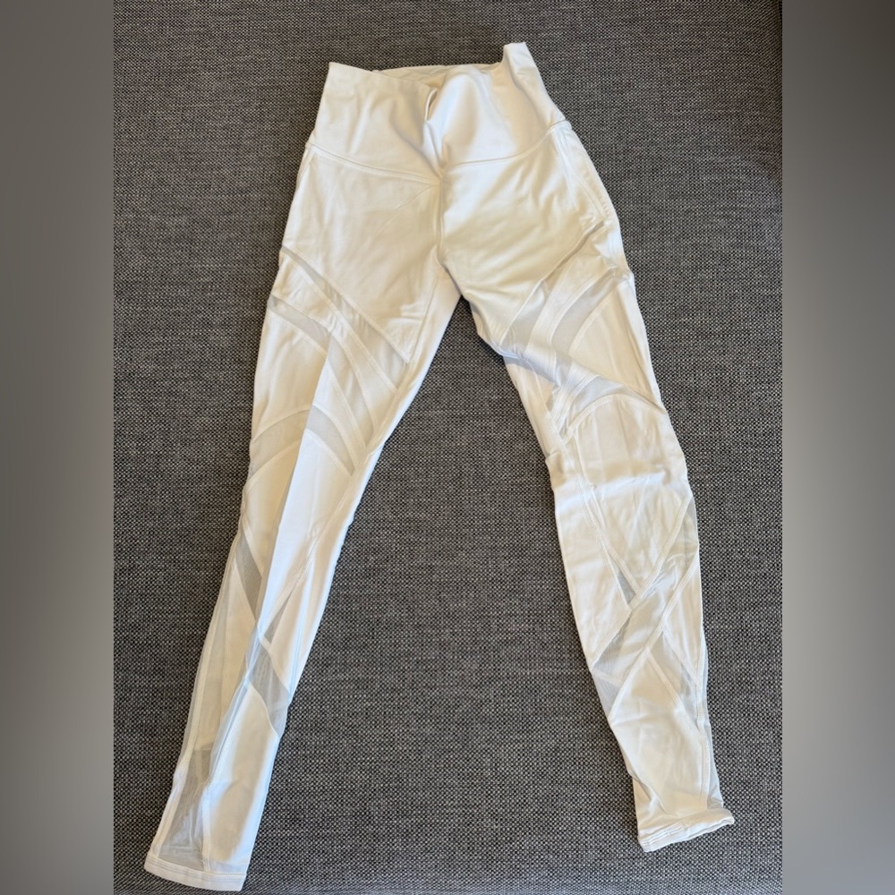 Lululemon White Mesh Cutout Leggings